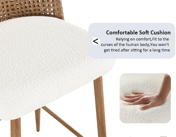 Miniatura 5 de Juego de 2 taburetes de bar de ratán, taburetes de mimbre de altura de mostrador, taburetes de bar de ratán de polietileno con patas de metal, juego