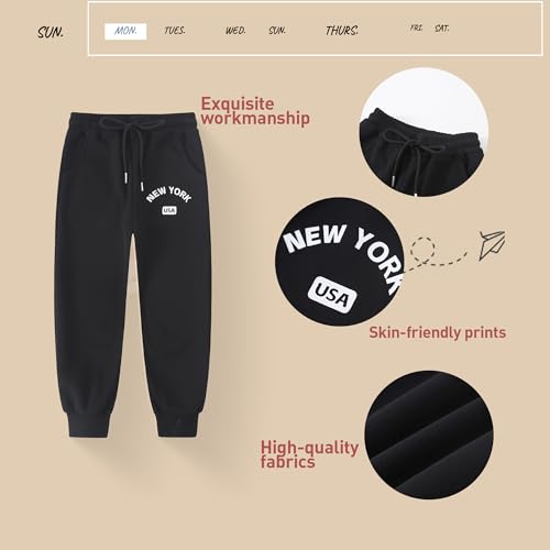 3-Pack Boys' Athletic Joggers Sweatpants with Pockets Drawstring for Sizes 5-14 Perfect for School Sports Casual3