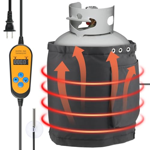 Propane Tank Heater Blanket 20 lb Gas Cylinder Heater - Temperature Control 41-122°F - Fits 5, 10, 20, 30 & 40 lb Propane Tanks & 1-20 Gallon Metal Drums