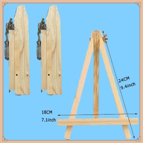 Image of SARBUTER 2 Pcs Simple Wooden Easel Stand, Wood Tabletop Display Easels, Portable Outdoor Sketching Easel for Displaying Photos Decorative Paintings Art Crafts (Wood Easels*2)