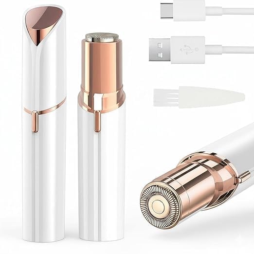 Image of facial hair removal machine for women - hair removal machine face, cheek, eyebrow, upper lip hair remover, usb rechargeable epilator machine (white)