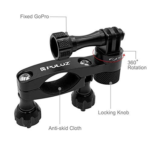 PULUZ Suporte adaptador de guidão de alumínio para bicicleta com rotação de 360 graus com parafuso p