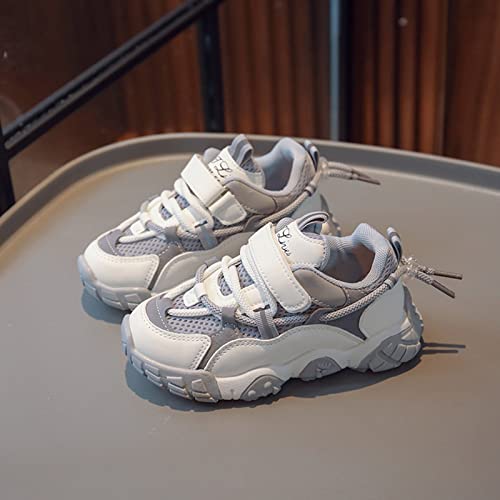 Boys' Sneakers, Kids Sports Shoes Boys Girls Running Non Slip Lightweight Mesh Breathable Comfy Lace Up Sneakers (Grey, 4.5-5 Years Toddler)2