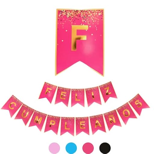 Guirnalda de Feliz Cumpleaños Español- Pancarta Cartel Decoración de Fiesta de Cumpleaños Castellano (Fucsia) | Ya disponible en tu tienda friki favorita! En mundofriki.es!