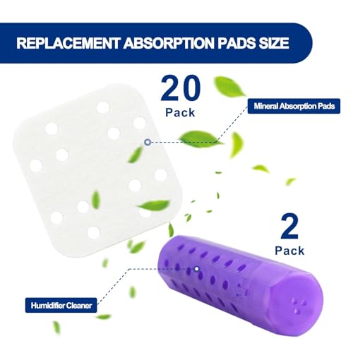 Image of Humidifier Replacement Filters for LEVOIT Top-Fill LV600S LV600HH OasisMist450S OasisMist6000S | 20 Pack Humidifier Pads + 2 Pack Humidifier Tank Cleaners