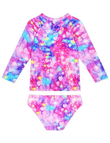 Image of Snowheart Girls Rash Guard Sets Long Sleeves Swimsuit 2 Pieces Tankini Bathing Suit Swimwear for Girls 3-12 Years