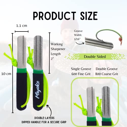 1 Afiador de anzol de pesca, lixa de diamante, ferramenta de moagem portátil, grão de diamante dupla