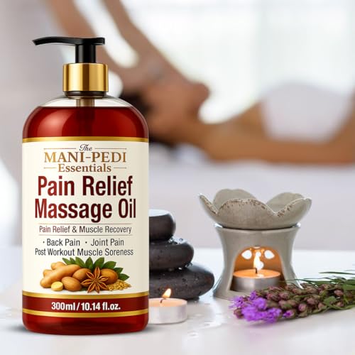 TMPE Pain Relief Massage Oil For Joint & Back Pain, Muscle Soreness & Post Workout Recovery. With Natural Healing Of Ginger, Turmeric & Clove Oils. Non-Sticky Texture - 300Ml