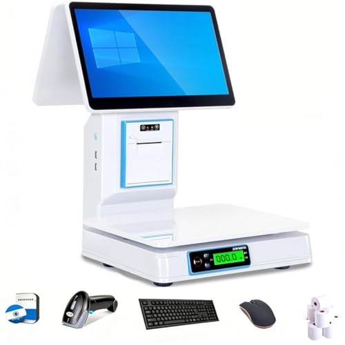 DPDZSW Báscula Pos con Impresora De Recibos,Caja Registradora Pantalla Táctil 15,6