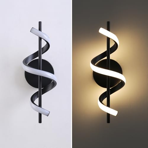 Image of Indoor Wall Sconce 3000K Warm Light Modern Wall Lights Spiral Wall Lamp for Hallway, Stairs, Living Room, Bedroom, Aisle(2 Pack)