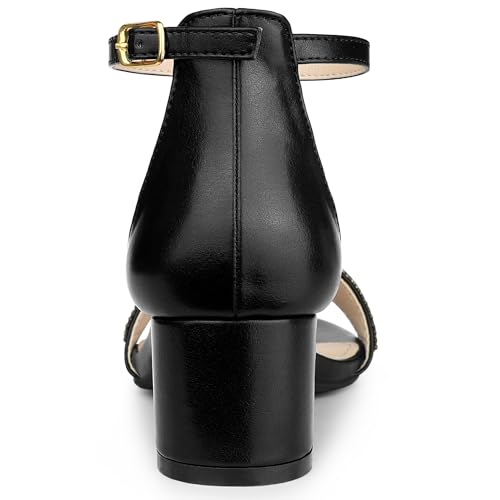 Allegra K Women's Sparkly Rhinestone Ankle Strap Chunky Heel Sandals3