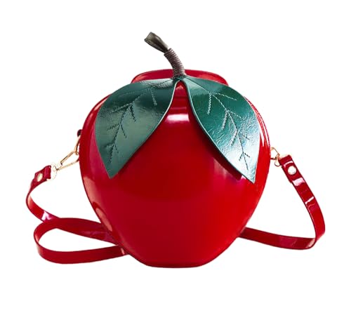 123Arts Apple Shape Shoulder Bag Crossbody Bag Leather Wallet Handbag Purse