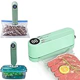 Portable Vacuum Sealer Machine for Food Storage, 3-in-1 Seal & Vacuum with Digital Temperature Control, USB Rechargeable Mini Bag Sealer for Snacks, Frozen Meat, Coffee Beans, Baby Food, Pet Treats