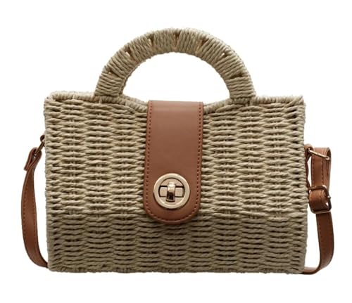 Small Cute Beach Bags for Women Straw Purses for Women Summer Purse Vacation Handbags Crossbody Bags Shoulder Bag(Coffee)