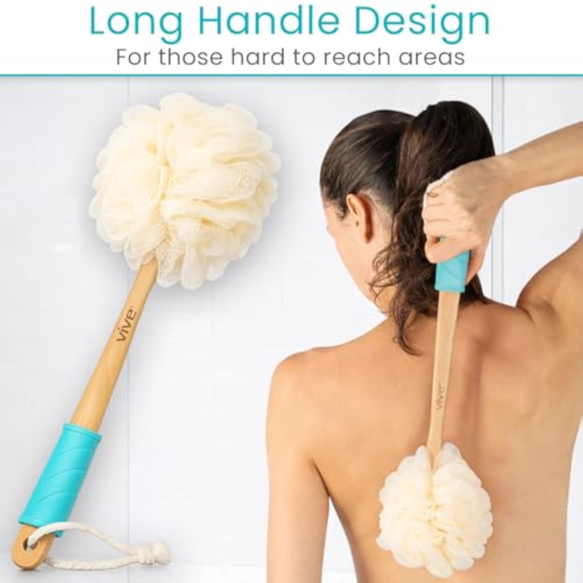 Long Handled Loofah Back Scrubber, Exfoliating Body Brush