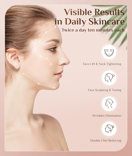 Dopsikn 7 Color Galvanic Machines - Red Light Therapy for Face and Neck, Face Massager Tool for Wrinkles, Double Chin, Vibrating Facial Massager with Thermals, White