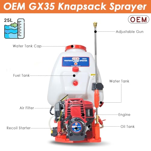 Image of OEM 25L Engine Power Sprayer Agricultural High Pressure Backpack Sprayer | 4-Stroke Gx35 Engine | Ideal For Pesticides And Insecticides | Low Fuel Consumption,Red