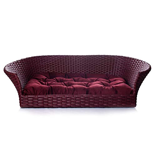 Cama Pet Cachorro Porte Grande Até 25kg 100x60Cm Fibra Sintética Vinho Luxo Veludo - BedFurPets