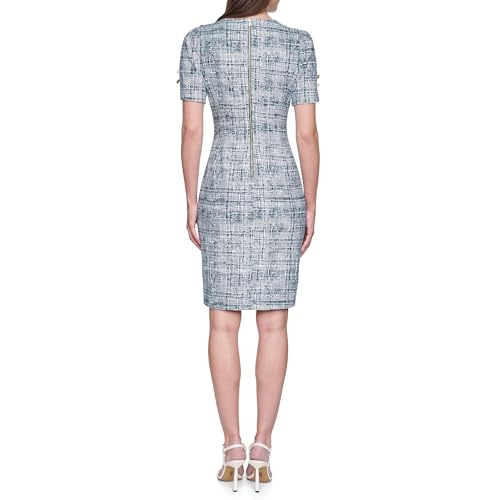 Image of DKNY Women's Short Tulip Sleeve Sheath Dress with Button Detail