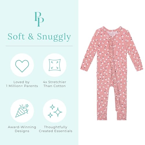 Posh Peanut Footie Pajamas for Baby Girls – Sleepers in Viscose from Bamboo with 2-Way Zipper & Ruffle Trim3