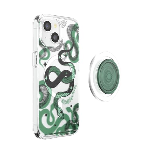 Image of PopSockets iPhone 15 Case with Round Phone Grip Compatible with MagSafe, Phone Case for iPhone 15, Wireless Charging Compatible, Harry Potter - Slytherin