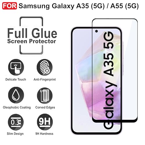Image of CEDO Tempered Glass for Samsung Galaxy A35 (5G) / A55 (5G) | Screen Protector Full HD Quality Tempered Glass Anti-Scratch Edge to Edge Coverage with Easy Installation Kit (Black)
