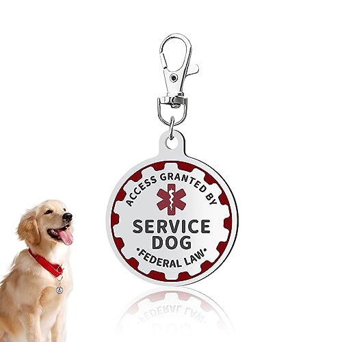 Service Dog TAG Industrial Puppy for Service Animals Emotional Support Dogs & Therapy Dogs Entirely Surgical Stainless Steel Easily Attach to Collar Harness-Two-Sided (Service Dog TAG)