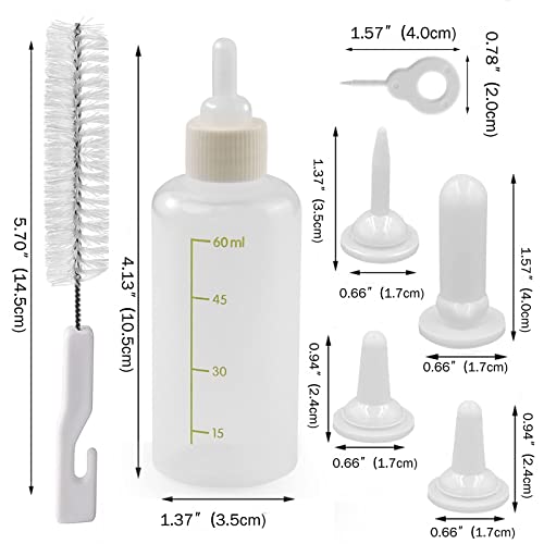 onebarleycorn Aufzuchtflasche Katze, Welpenmilch für Hunde Katzenaufzuchtmilch Katzenmilch Kitten Nursing Bottle Welpen Flasche Neugeborene Pet Kleine Hunde Welpen Katze Milch Fläschchen Milch(60ml)