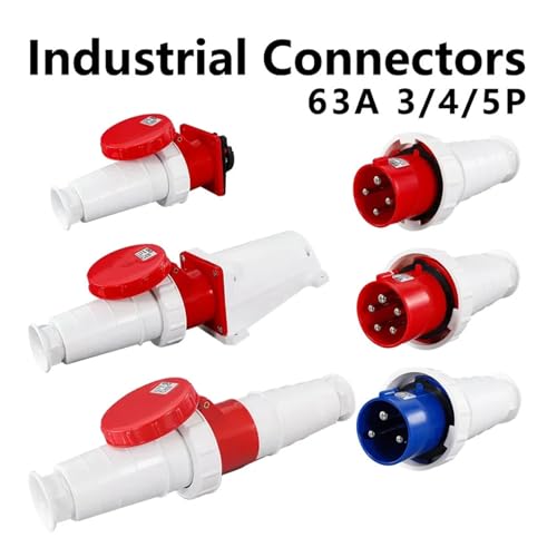 Connecteur électrique industriel 63A IP67 3P fiche mâle pour réseau triphasé