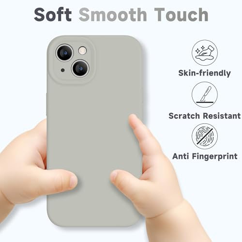 EPXEE Case for iPhone 13, Full Camera Protection, Liquid Silicone Silky-Soft Touch, Shockproof Protective Phone Cover with Anti-Scratch Microfiber Lining - Gray — view 3