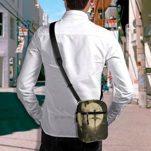 Personalized Small Crossbody Bag Water Resistant Messenger Bags Mini Dragonfly And Moon Printing SlingBag For Men Women4