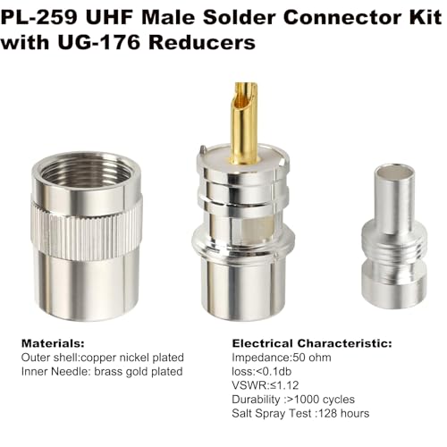 Kit conector macho UHF PL-259 soldar XRDS 5 pcs miniatura 2