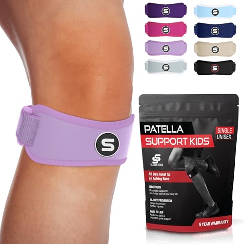 Sleeve Stars Swedish Brand Patellar Tendon Support Strap for Women & Men Effective Osgood Schlatter Knee Brace Youth & Kids Knee Brace with 3 Adjustable Length fits 7'-15' (Single/Light Purple/Kids)