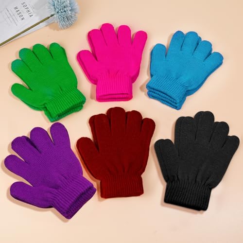 Image of ONESING 16 Pairs Kid Gloves Knitted Children Gloves Bulk for Boys Girls - Stylish and Snug Winter Accessories
