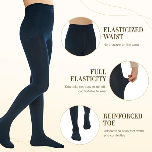 MANZI Girls Opaque Tights 400 Denier Fleece Lined Tights(Pack of 2)2