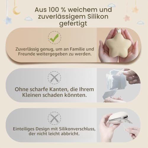 Moonkie Schnullerbox Silikon,2 Pack Box Dummy,Schnullerbox für Unterwegs Sterndesign,Dummy Boxen BPA-frei,Schnuller-aufbewahrung… – Ansicht 4