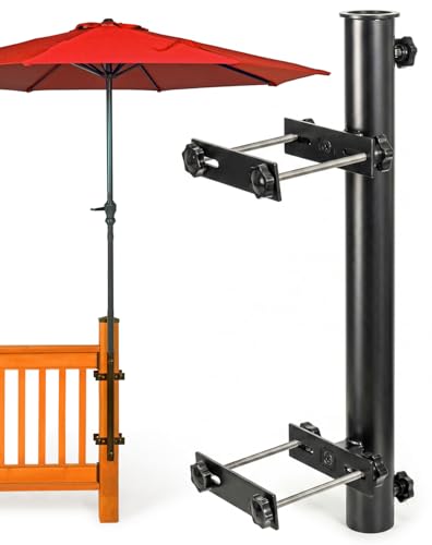Walrkaur 304 Stainless Steel Patio Umbrella Holder, (Fits Umbrellas up to 2'), Heavy-Duty Umbrella Deck Mount, for Outdoor Umbrella Holder for Deck Railing, Post Deck Umbrella Mount (Post, Black)