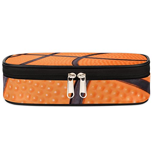 Image of Pardick Basketball Big Capacity Pencil Pen Case Basketball Sport Large Pencil Pouch with Zipper Compartments Pencil Bag for Boys Girls Adults Student Office School Supplies
