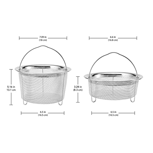 Instant Pot Official Mesh Steamer Basket Set, Stainless Steel, Dual-Purpose Steamer & Strainer, Easy-Lift Handle, Dishwasher Safe, Rust-Resistant, Essential Accessory for Healthy Cooking