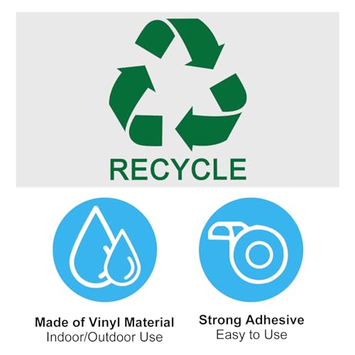 Image of PATIKIL Trash Recycle Sticker, 6 Pcs 5 inch Dia Recycle Sign Decal Symbols Sticker Recycling Label for Trash Can Waste Management in Kitchens, Offices, Public Spaces