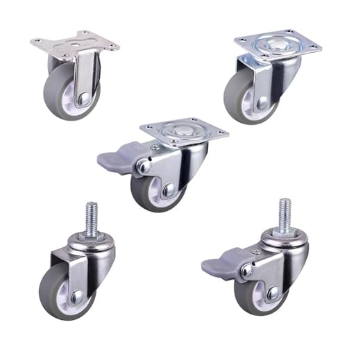 Roulette 1 pouce gris TPE à tige filetée M6 diamètre 25 mm pour petit meuble