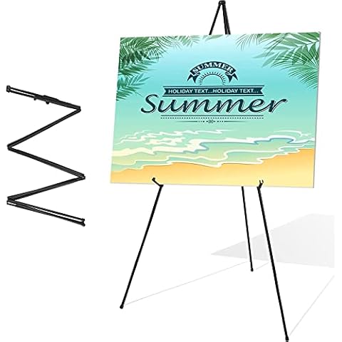 Portable Artist Easel Stand 63 Inches - Black Picture Stand Painting Easel with Bag - Table Top Art Drawing Easels for Painting Canvas, Wedding Signs, Poster, Tabletop Easels Display Metal Tripod Cover