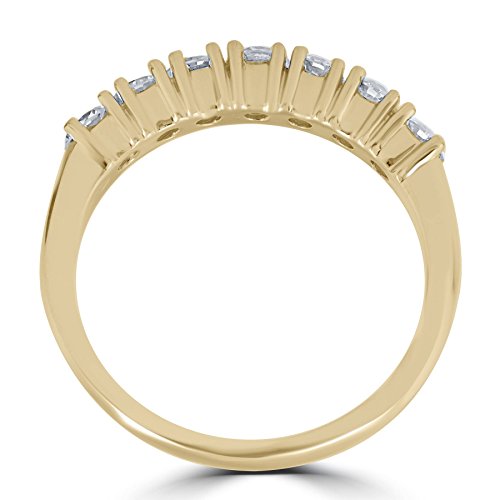 P3 POMPEII3 1ct Diamond Wedding Ring Anniversary 14k Yellow Gold 7-Stone Womens Band3