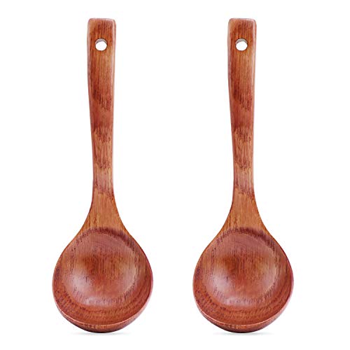 TsunNee Suppenkelle aus Holz, Suppenlöffel aus Naturholz, Breiflöffel, Länge ca. 18,5 cm, 2er-Pack