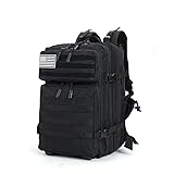 LUPU TACTICAL 45L Backpack for Men and Women 3 Days Assault Pack Outdoor Travel Hiking Camping Rucksack with Molle Webbing (Black)