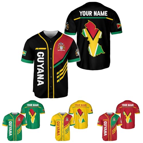 Custom Guyana Baseball Jersey Personalized Guyana Flag Pride Baseball Jersey Guyanese Guyana Flag Jersey Guyana miniatura 2