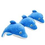 YOUBEMAGIC Dog Hide and Seek Toys Puppy Chew Squeaky Toys Plush Mushroom&Bamboo&Shell Hideout Stuffing with Squeakers Animals (3Pcs Squeaky Dolphin Blue)