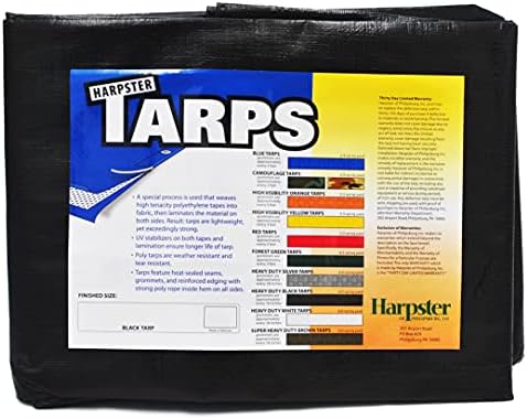 10 Ft. X 12 Ft. Heavy Duty 6 Oz. Black Poly Tarp 11-12 Mil Thick