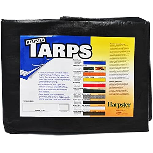 8 Ft. X 10 Ft. Heavy Duty 6 Oz. Black Poly Tarp 11-12 Mil Thick