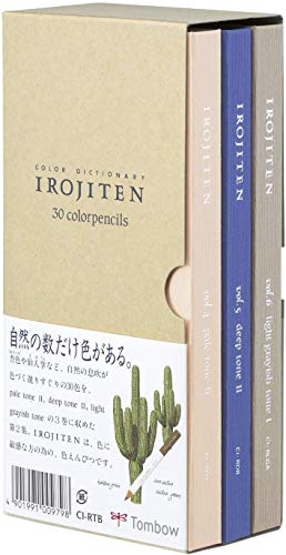 Tombow 3-Pack Irojiten Color Dictionary Wooden Pencil Bundle Set , Series 1 ( Ci-Rta-30C ) & 2 ( Ci-Rtb-30C ) & 3 ( Ci-Rtc-30C ) 30 Colors X 3 ( Total 90 ) (D-Set) #TOP3